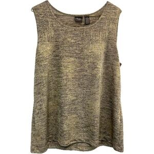 Chico's Travelers Winkle Free Metallic Foil Gold Sleeveless Scoop Neck Tank Top